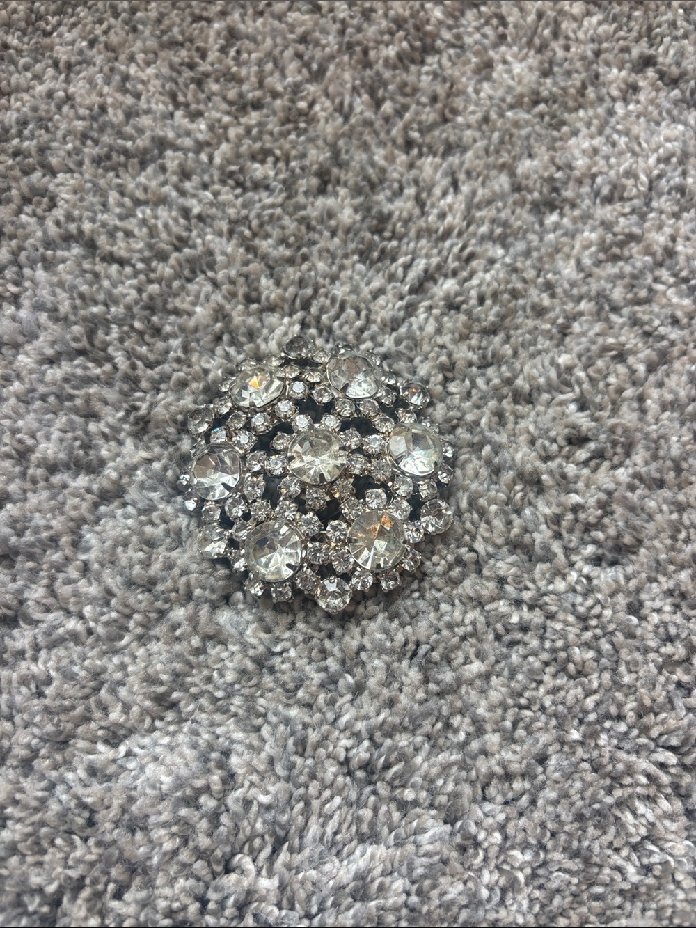Crystal Cluster Brooch - Clear Silver-Tone
